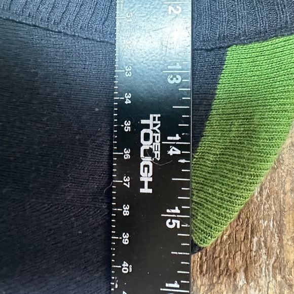 Abercrombie & Fitch Striped Cardigan Sweater Olive Green Navy Blue Womens Size M - Picture 5 of 7